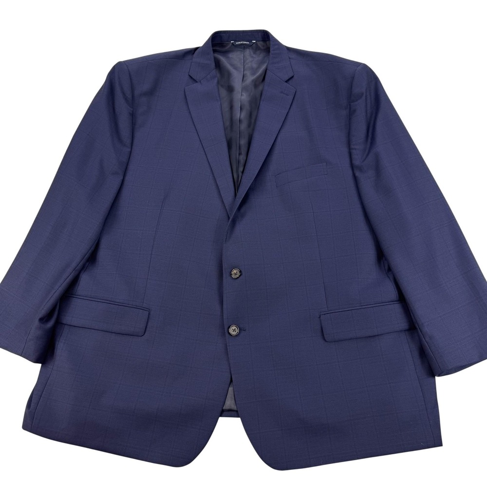 Ralph Ralph Lauren Suit Jacket Mens 56R Blue Windowpane Wool Stretch Canada